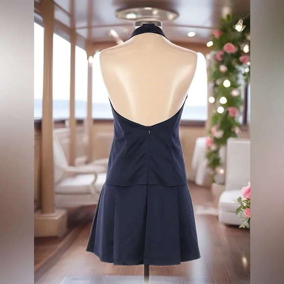 LINE & DOT navy high neck, drop waist dress, women’s size XS - Picture 3 of 7